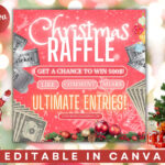 Printable Christmas Raffle Flyer, Holiday Flyer, Giveaway Flyer Intended For Christmas Raffle Flyer Template