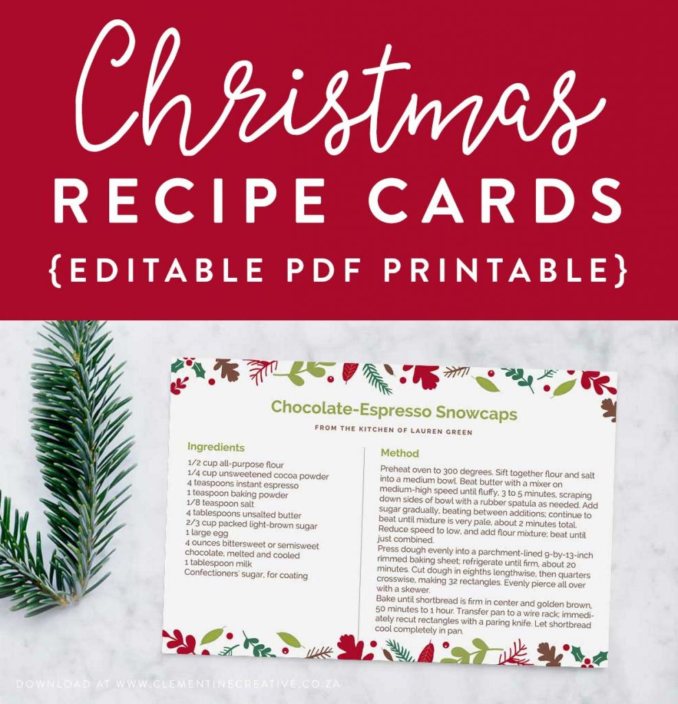 Printable Christmas Recipe Card {Editable Pdf Template regarding Christmas Recipe Template Free Download