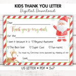 Printable Christmas Thank You Cards For Kids   Etsy Throughout Christmas Thank You Note Template