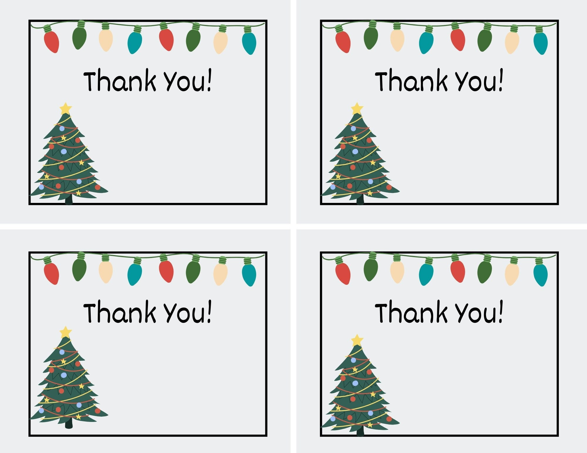 Printable Christmas Thank You Cards For Teachers, Students, Or with regard to Christmas Thank You Card Template