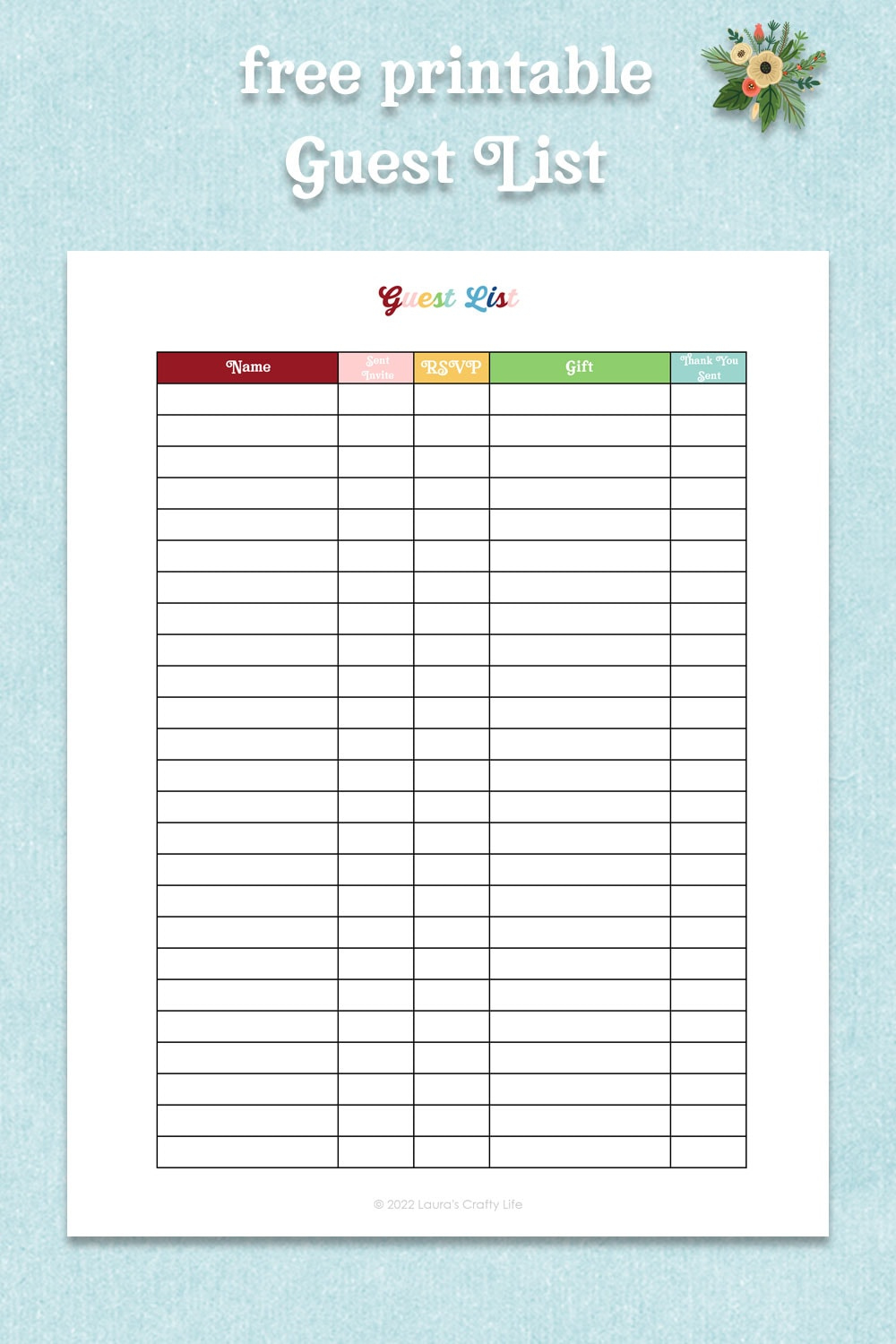 Printable Guest List inside Christmas Party Rsvp List Template