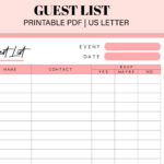 Printable Guest List Planner | Guest List Tracker | Rsvp Tracker Throughout Christmas Party Rsvp List Template