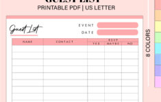 Printable Guest List Planner | Guest List Tracker | Rsvp Tracker throughout Christmas Party Rsvp List Template