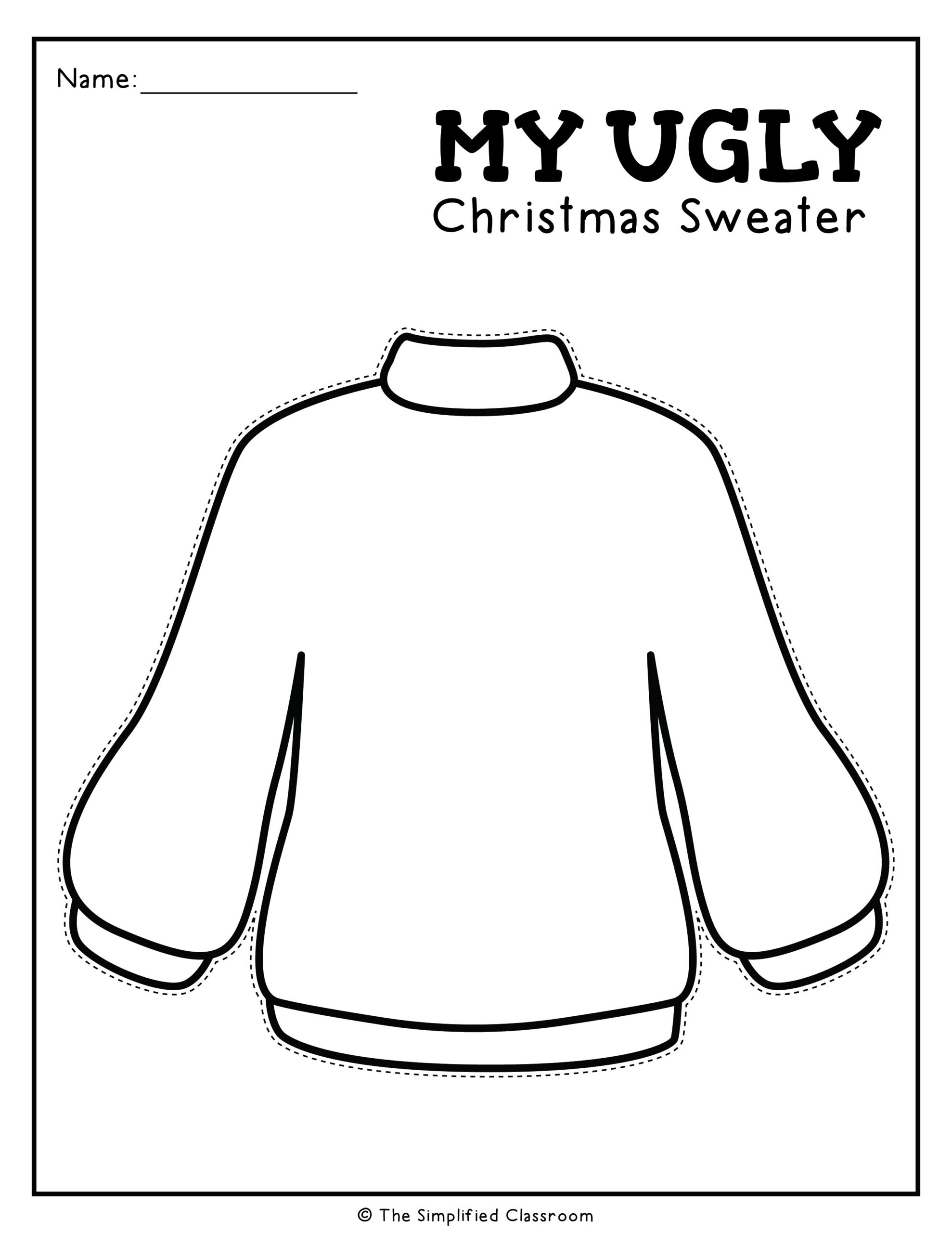 Printable Line Art Sweater Sweater Template Printable Ugly throughout Christmas Sweater Outline Template