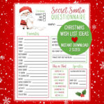 Printable Secret Santa Christmas Wish List | Holiday Gift Exchange Throughout Christmas List Template For Secret Santa