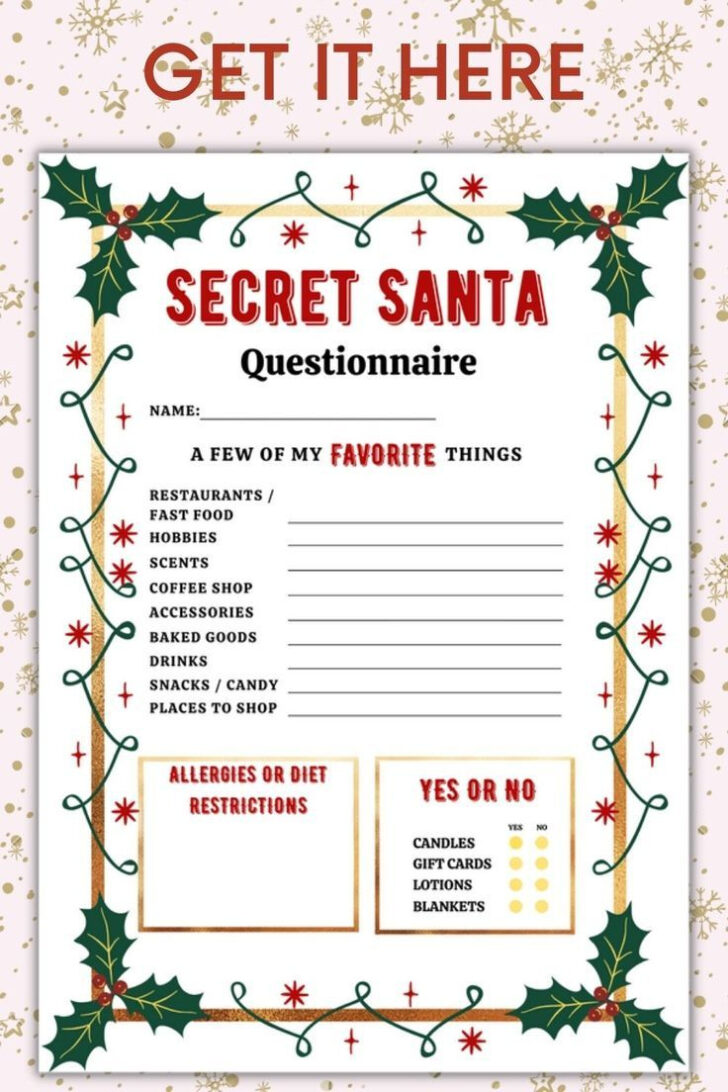 Christmas List Template For Secret Santa Christmas List Template For Secret Santa