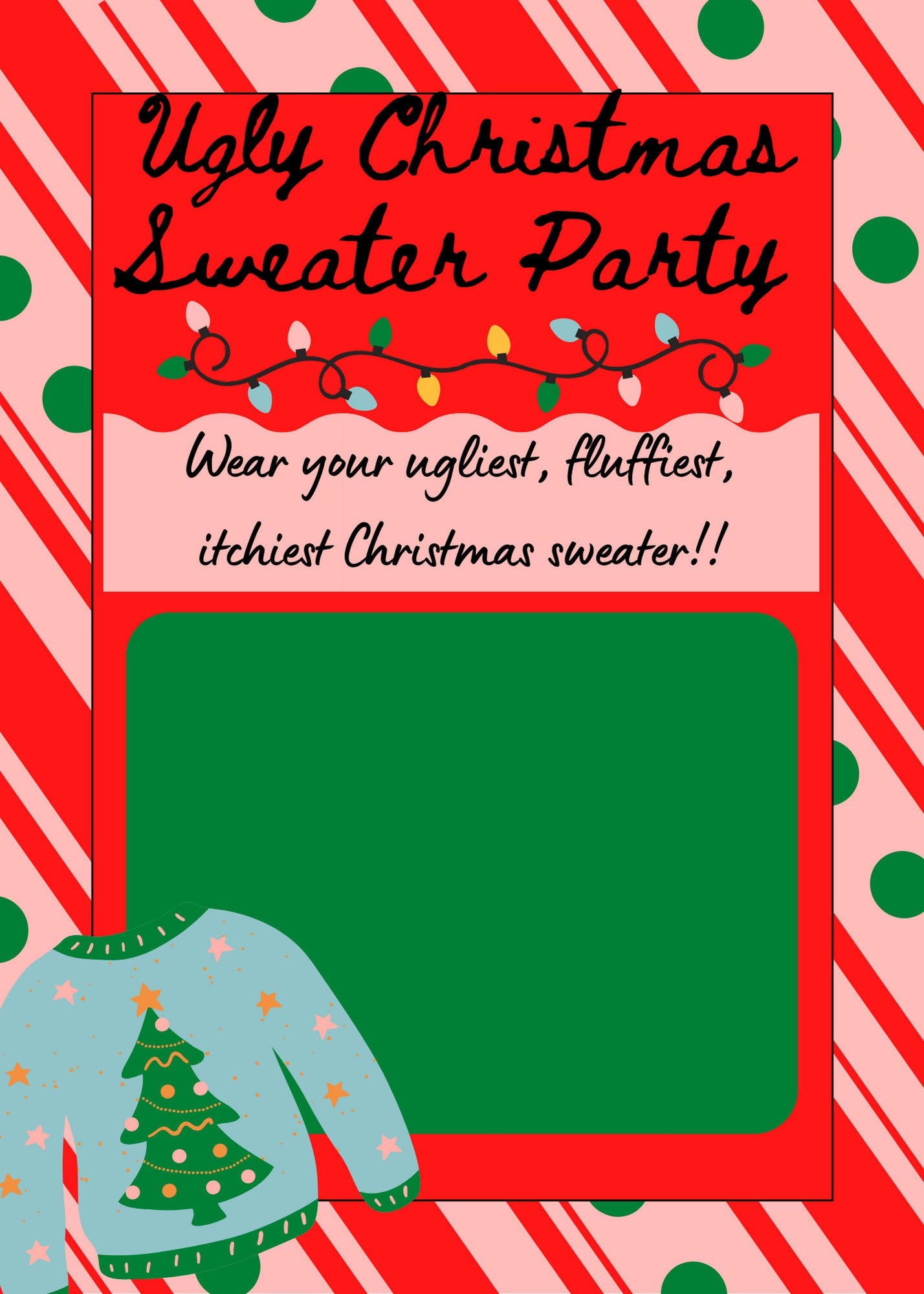 Printable Ugly Christmas Sweater Party Invite- Printable, Digital within Christmas Sweater Party Invitation Template