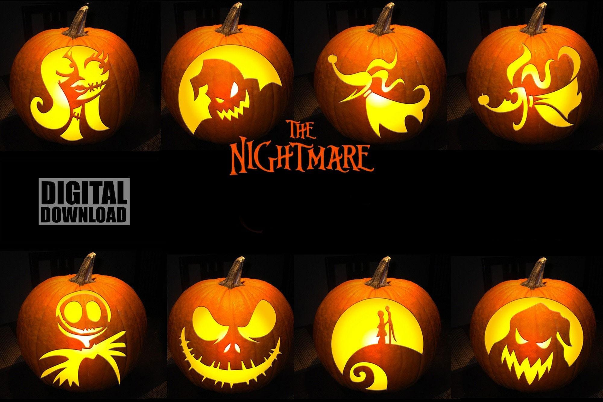Pumpkin Carving Template Stencil Nightmare Christmas Movie Bundle throughout Christmas Pumpkin Carving Template