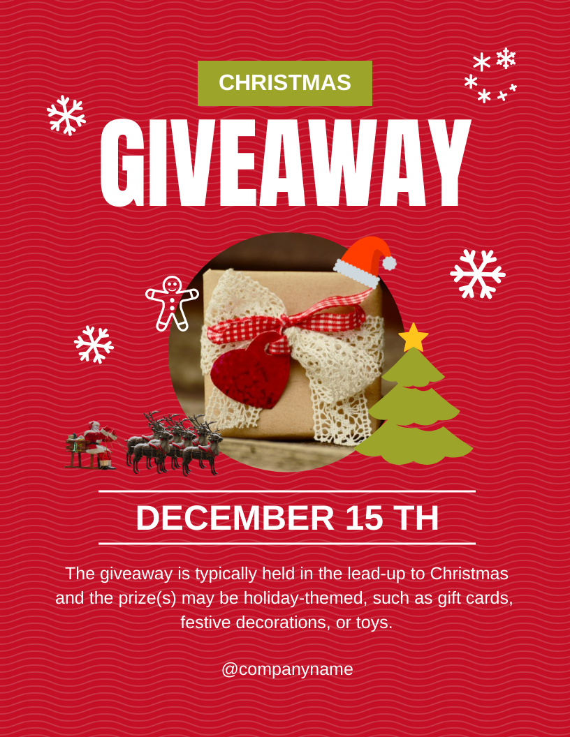 Red Christmas Giveaway Flyer Template - Venngage for Christmas Toy Giveaway Flyer Template
