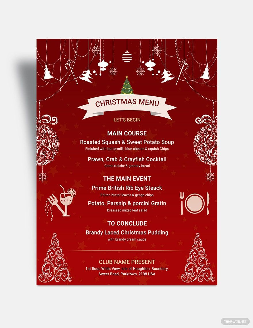 Red Christmas Menu Template In Psd - Download | Template with Christmas Menu Template Free Download