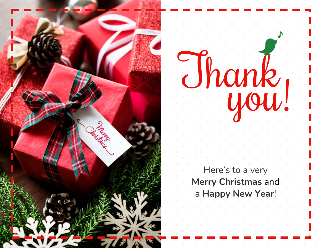 Red Thank You Christmas Card - Venngage regarding Christmas Thank You Card Template
