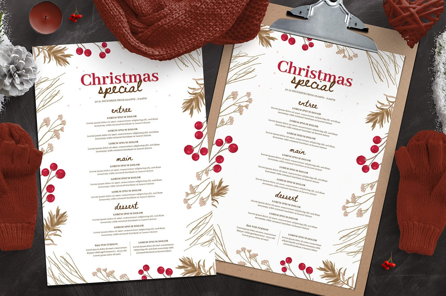 Rustic Christmas Menu Template - Psd, Ai &amp;amp; Vector - Brandpacks within Christmas Menu Design Template