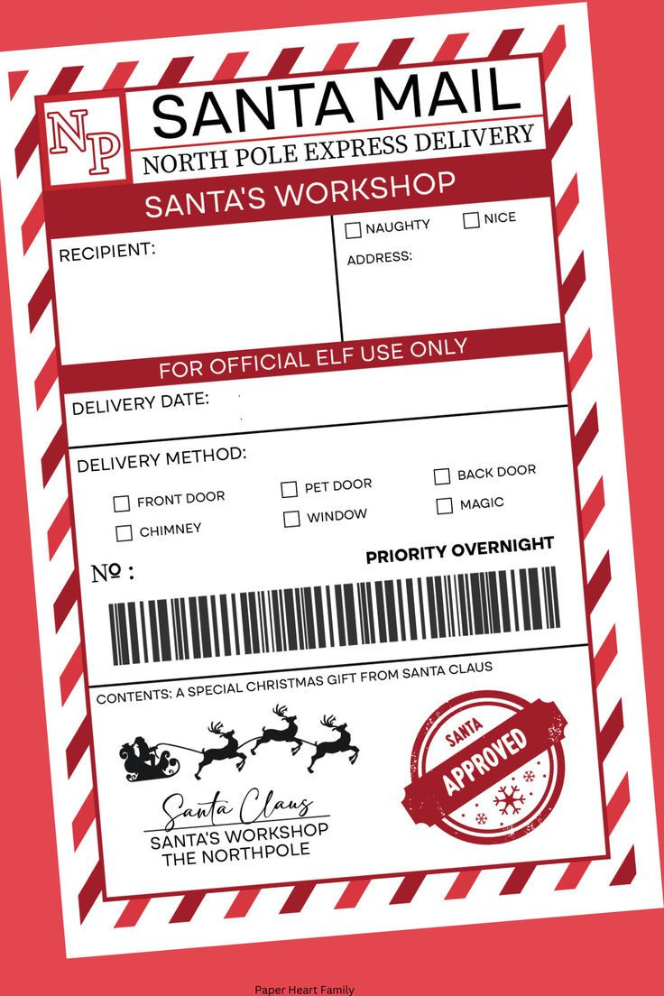 Santa Mail Shipping Label Printable within Christmas Shipping Label Template