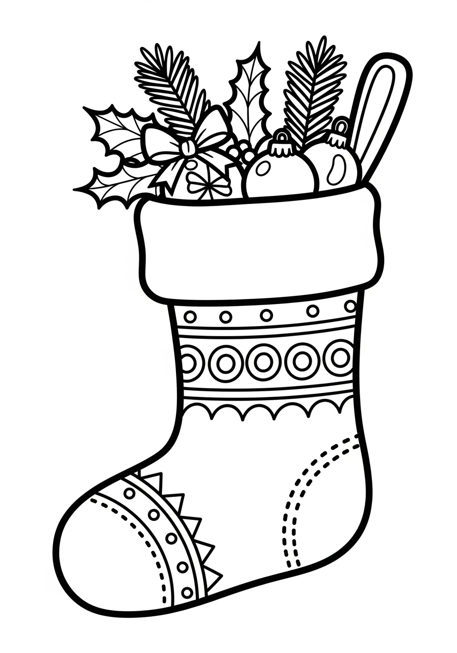 Santa Stocking Coloring Page - Printable Holiday Fun in Christmas Stocking Coloring Template