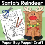 Santa'S Reindeer Christmas Paper Bag Puppet Craft Activity For Pertaining To Christmas Paper Bag Puppet Template