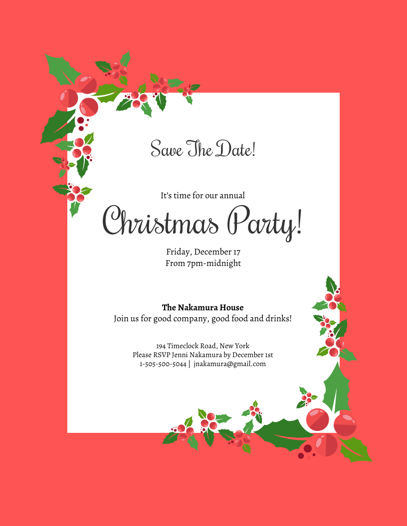 Save The Date Christmas Party Invitation - Venngage intended for Christmas Party Save the Date Template Free