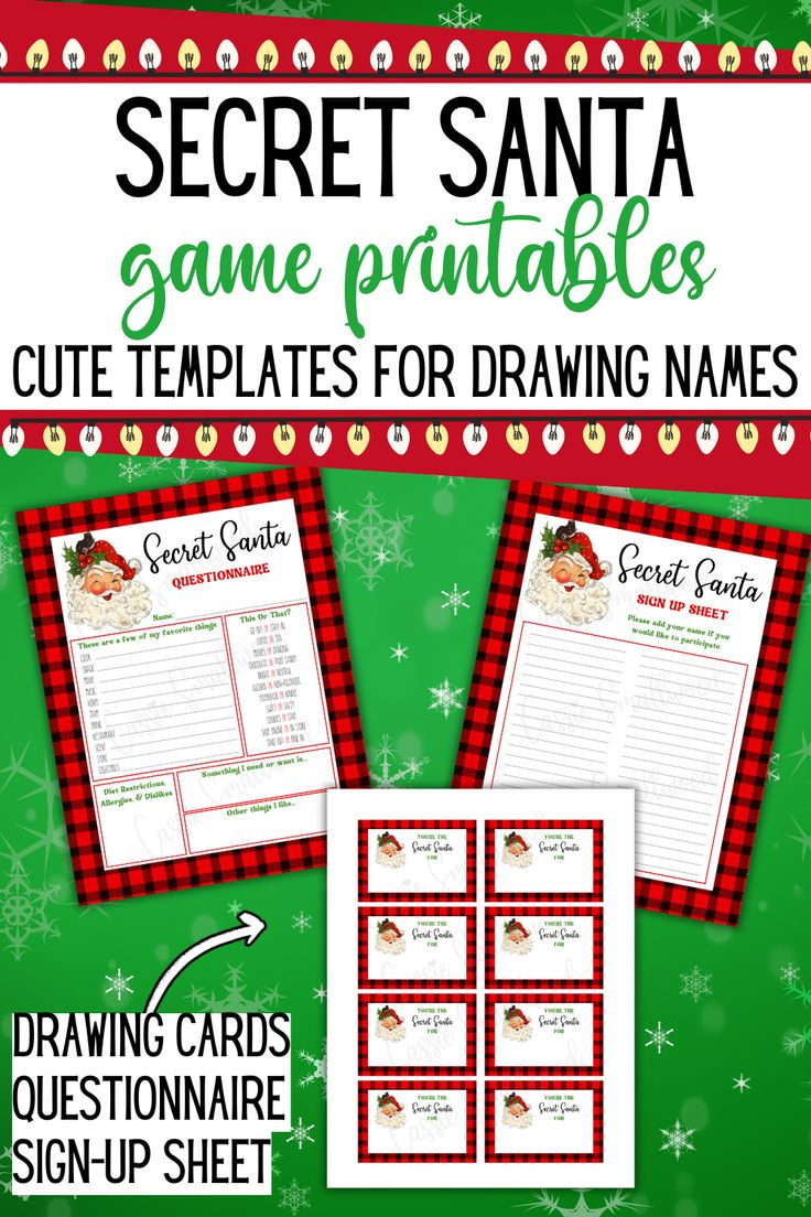 Secret Santa Drawing Names Ideas (Questionnaire, Name Drawing in Christmas Name Drawing Template