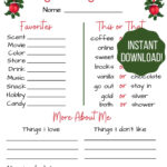 Secret Santa Questionnaire / Secret Santa Form / Christmas Regarding Christmas Secret Santa Template