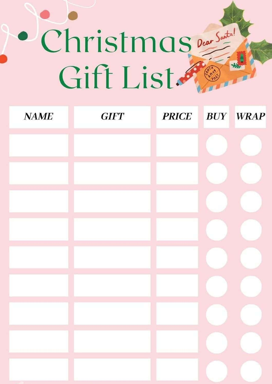 Set Of 4 Printable Christmas List Ideas To Download Free 2025! for Christmas List Template Preppy