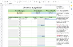Simple Christmas Gift Tracker And Budget Template Spreadsheet For Google  Sheets with Christmas List Spreadsheet Template