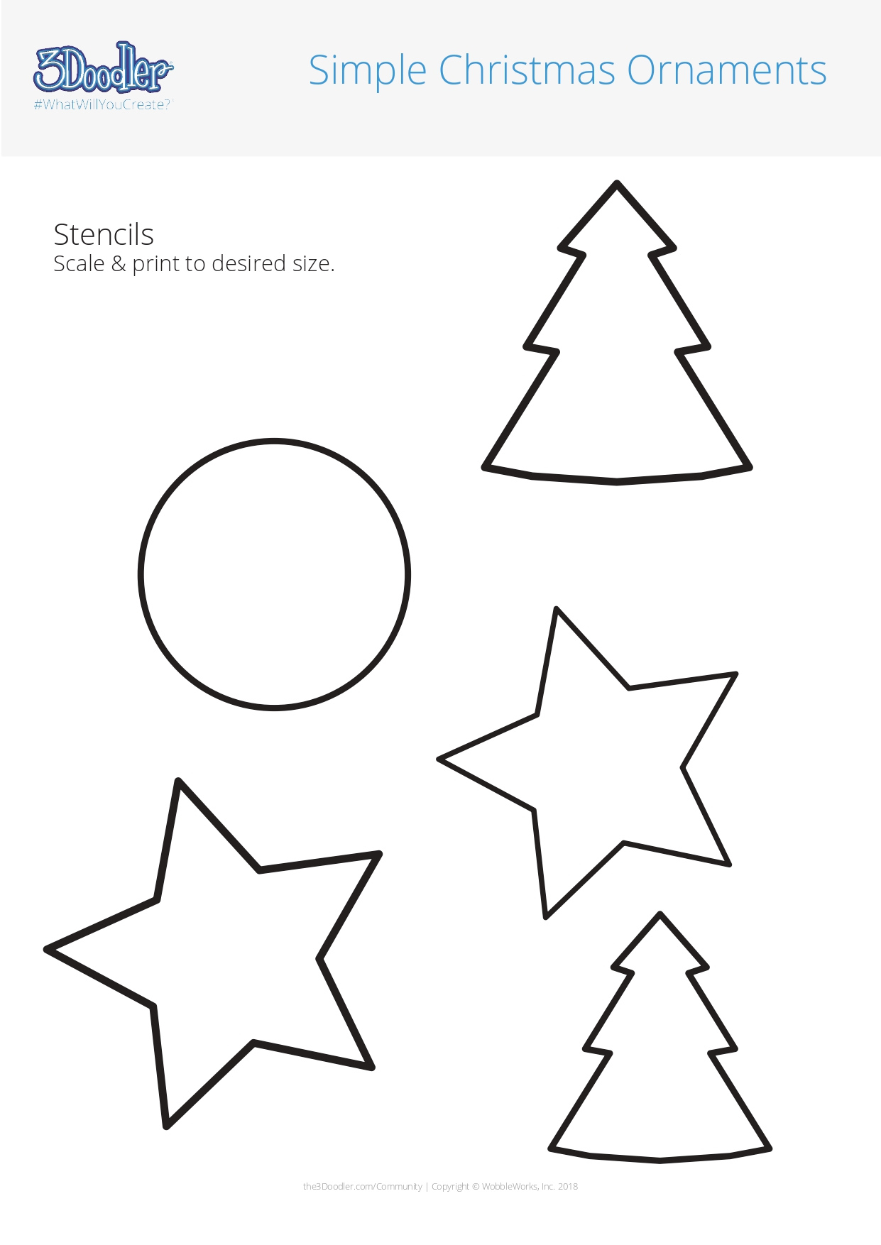 Simple Holidays Ornaments 3D Pen Stencil - 3Doodler pertaining to Christmas Ornament Stencil Template