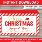 Small Christmas Envelope (Santa Hat)   Red & Gold Intended For Christmas Money Envelope Template Free Download