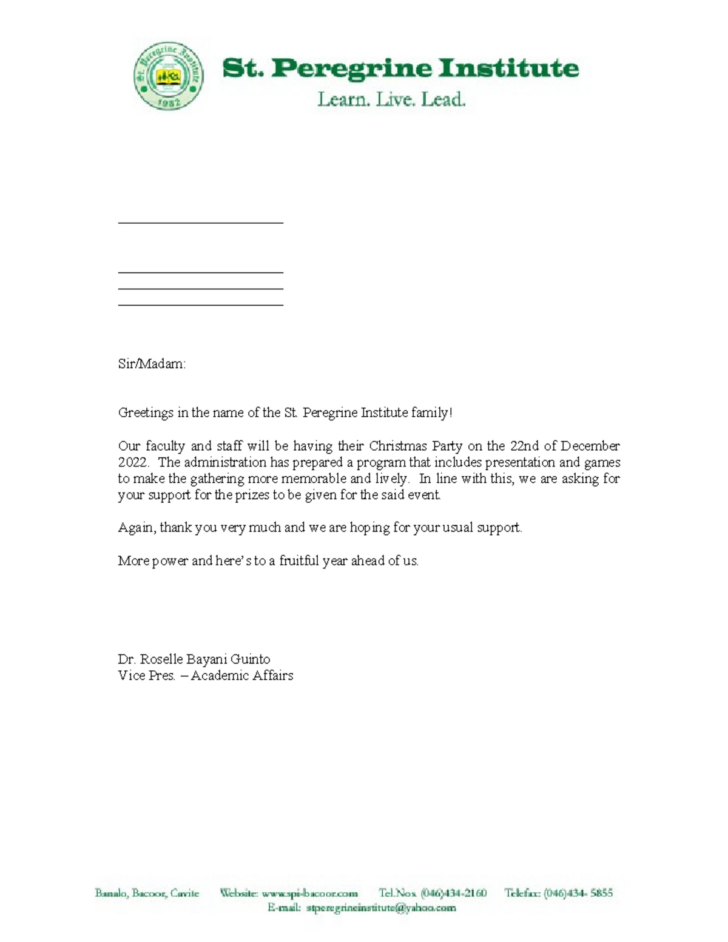 Christmas Party Solicitation Letter Template Christmas Party Solicitation Letter Template