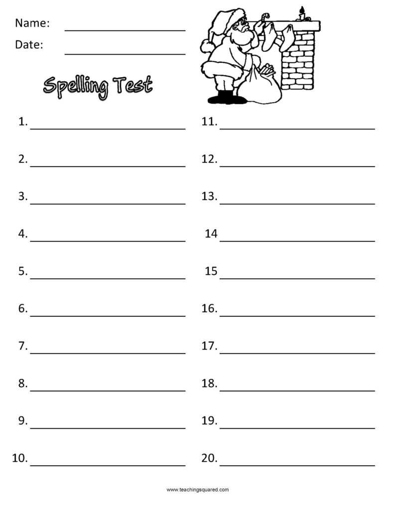 Spelling Test Paper - Teaching Squared inside Christmas Spelling Test Template