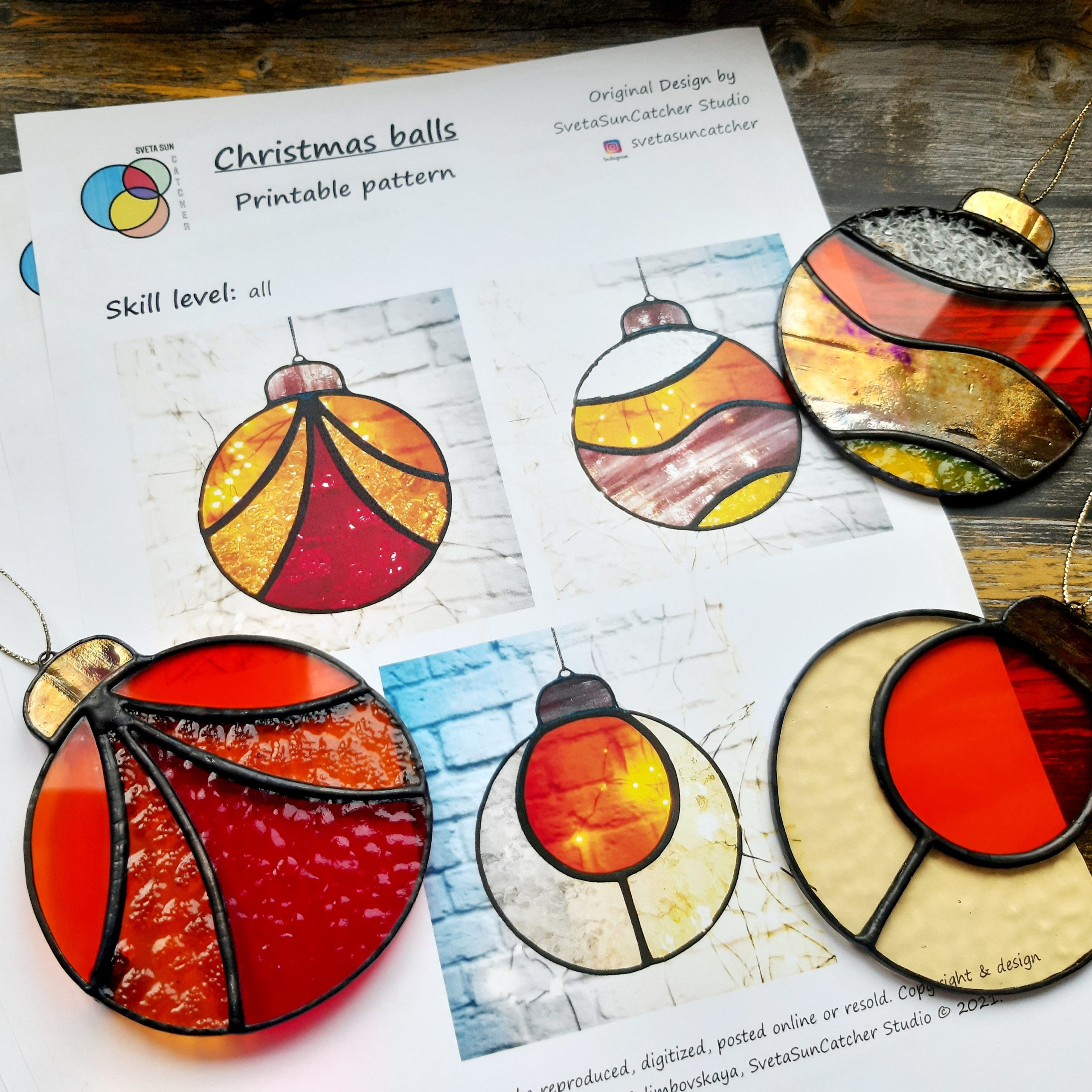 Stained Glass Pattern Christmass Balls Set throughout Christmas Stained Glass Template
