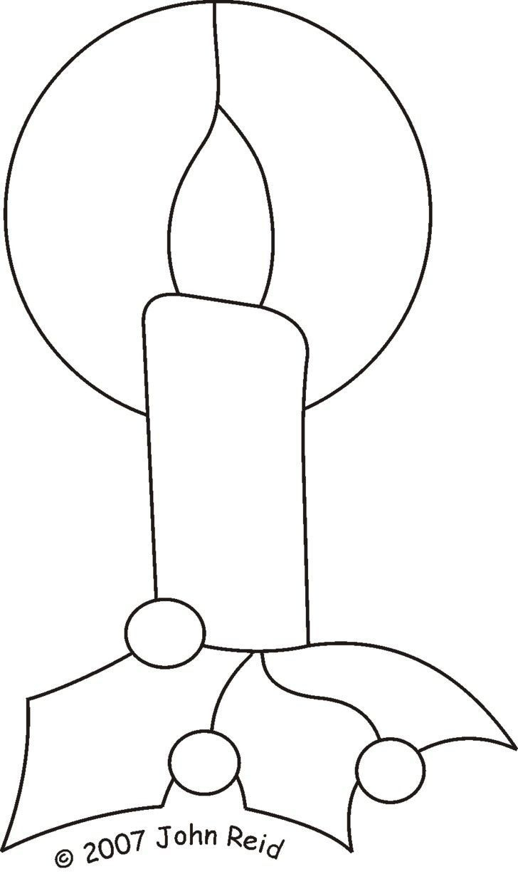 Stained Glass Patterns | Candle Pattern with regard to Christmas Stained Glass Window Template