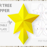 Star Tree Topper (5 Sizes), Papercraft Template Inside Christmas Star Topper Template