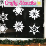 Stencil Snowflakes On Windows With Temporary Snow Frost Regarding Christmas Snow Spray Template