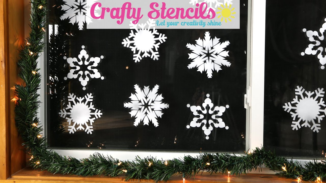 Stencil Snowflakes On Windows With Temporary Snow Frost regarding Christmas Snow Spray Template