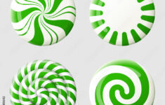 Stock-Vektorgrafik „Christmas Round Candy Set. Striped Peppermint in Christmas Peppermint Candy Template