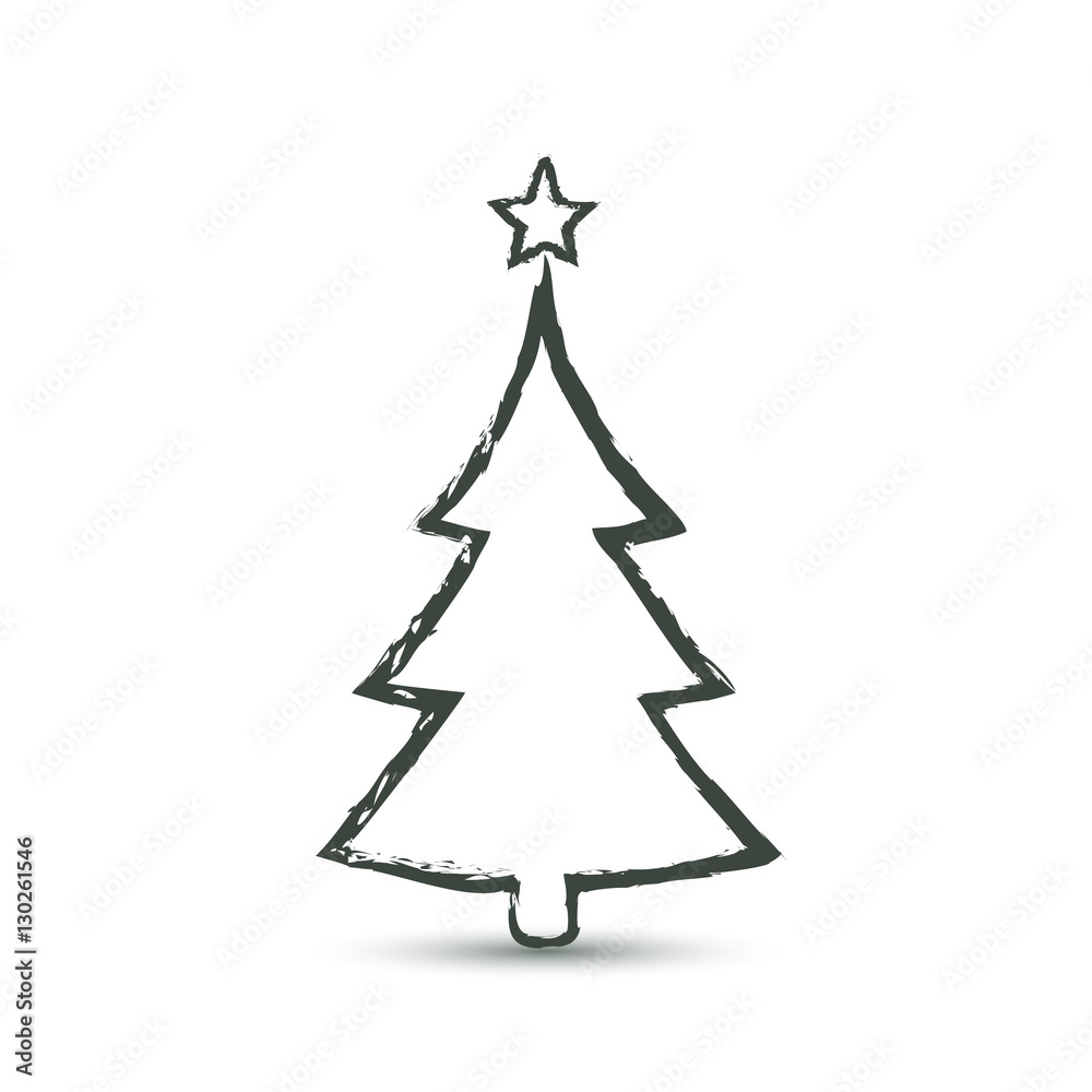 Stock-Vektorgrafik „Christmas Trees Icon In Grunge Style, Vector pertaining to Christmas Tree Black and White Template