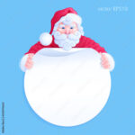 Stock Vektorgrafik „Happy Santa Claus Holds A Round Price Tag With Regarding Christmas Price Tag Template