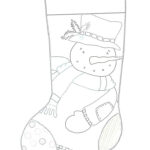 Stocking Template With Snowman Applique, Printable Outline For Christmas Stocking Drawing Template