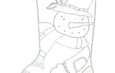 Stocking Template With Snowman Applique, Printable Outline for Christmas Stocking Drawing Template