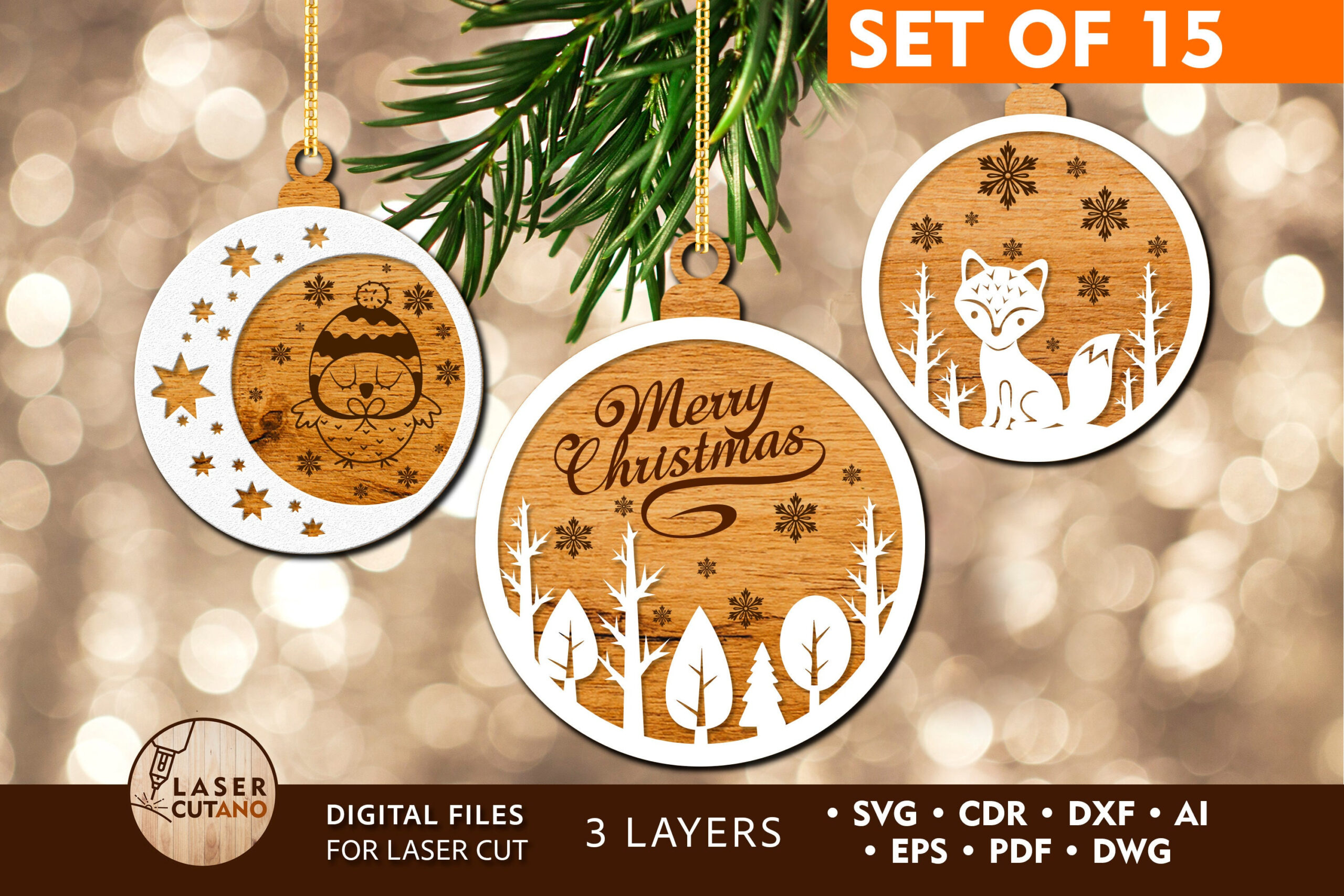 Svg Ornament Weihnachten Laser Geschnittene Dateien Und in Christmas Ornament Laser Cut Template