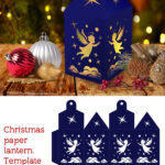 Template Christmas Paper Lantern With Angels. For Christmas Paper Lantern Template