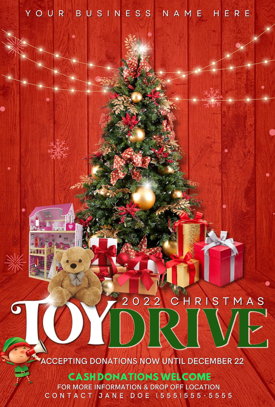 Toy Drive Editable Template, Christmas Toy Drive, Holiday Event with Christmas Toy Drive Flyer Template