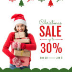 Traditional Christmas Sale Offer With Lots Of Presents Online Regarding Christmas Sale Poster Template