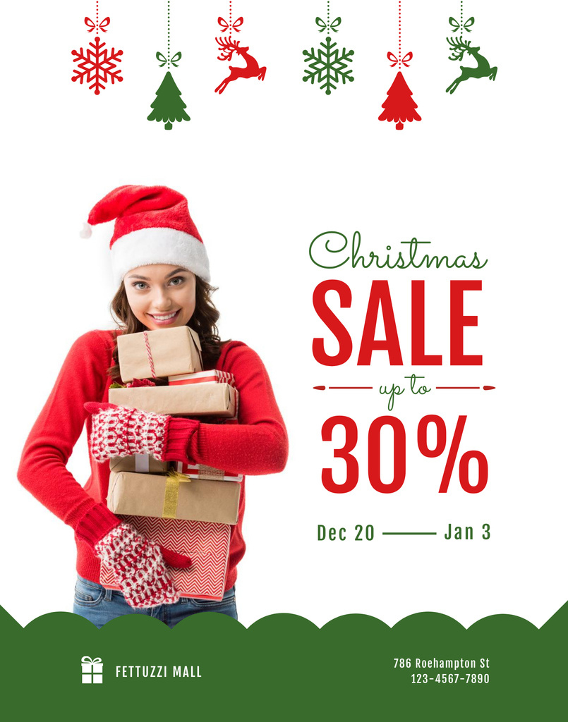 Traditional Christmas Sale Offer With Lots Of Presents Online regarding Christmas Sale Poster Template