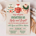 Ugly Sweater Party Invitation Template, Christmas Ugly Sweater With Christmas Sweater Party Invitation Template