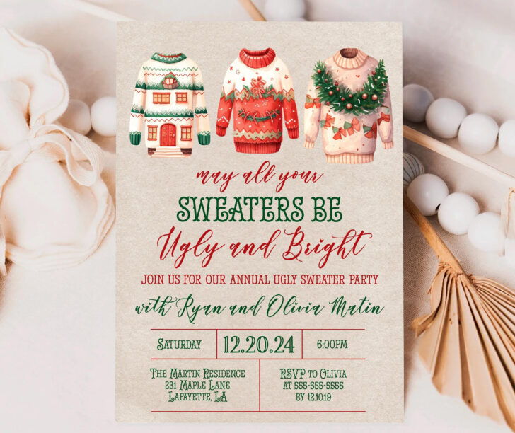 Christmas Sweater Party Invitation Template