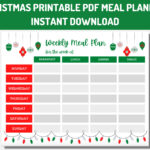 Weekly Meal Planner Printable | Christmas Holiday Theme | Grocery Shopping  List | Instant Pdf Download | Weekly Menu Planner Intended For Christmas Menu Planning Template