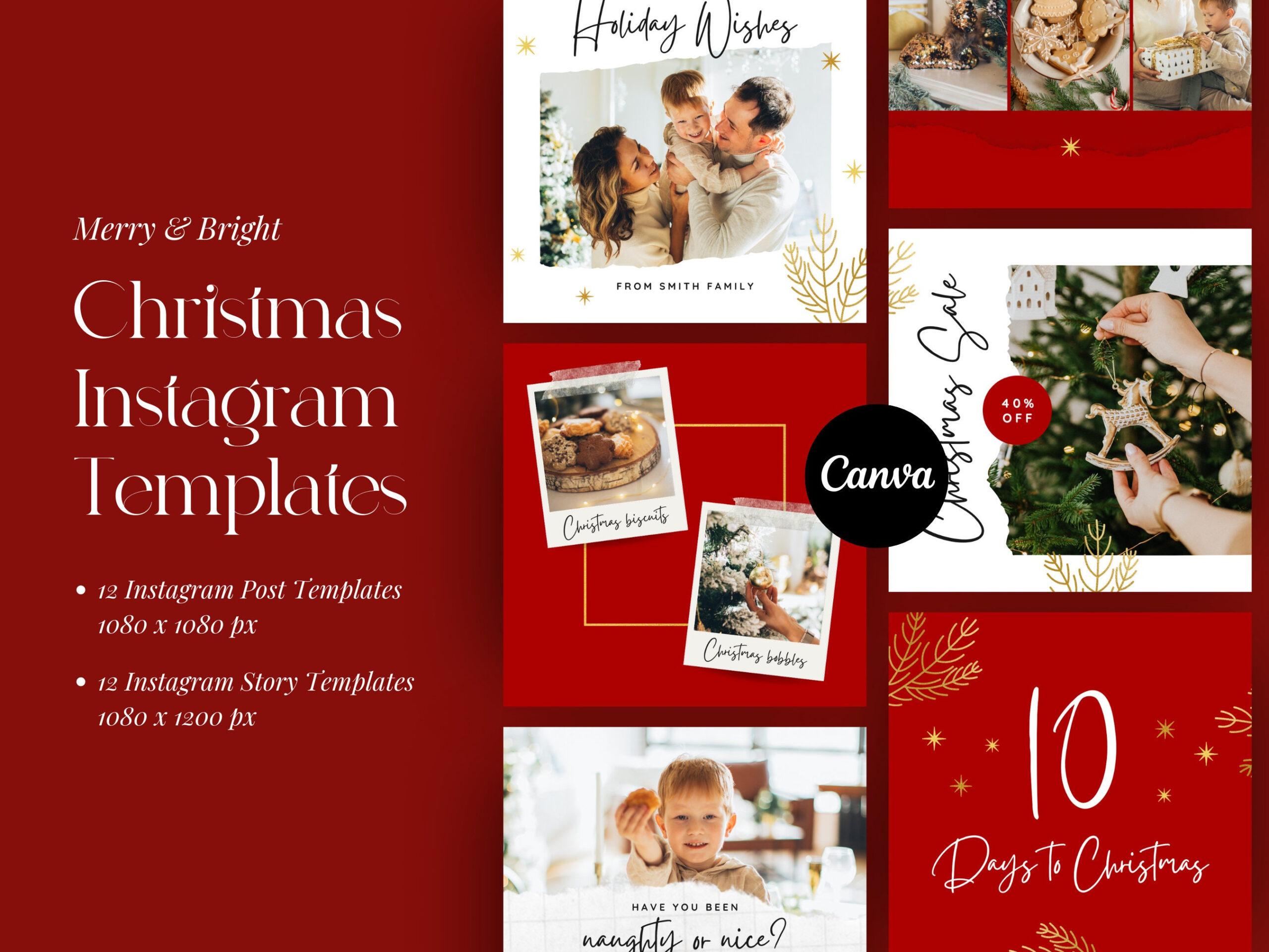 Weihnachten Instagram Posts &amp;amp; Stories Template Pack In Canva pertaining to Christmas Instagram Post Template