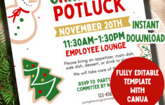 Weihnachts Potluck Flyer Editierbar | Christmas Potluck Einladung in Christmas Potluck Flyer Template