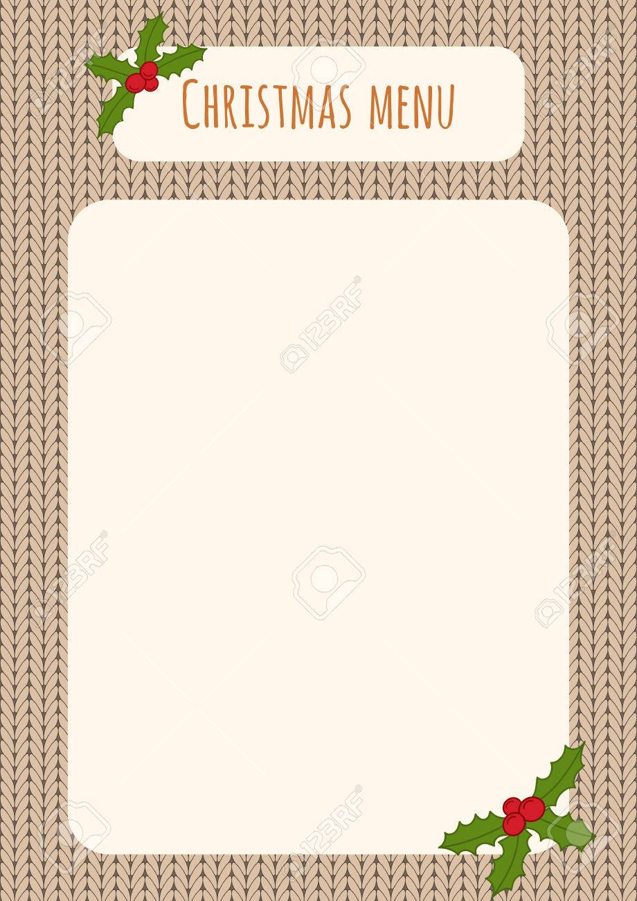 Weihnachtsmenü Vorlage Über Einen Gestrickten Hintergrund Mit regarding Christmas Menu Template Blank