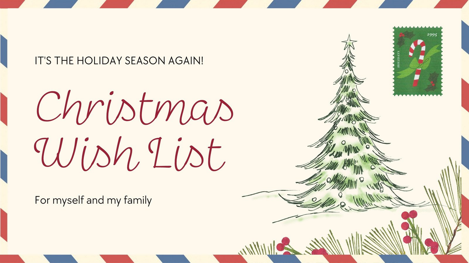 Wishlist Christmas Presentation In Cream Red Scrapbook Style for Christmas Slide Template Aesthetic